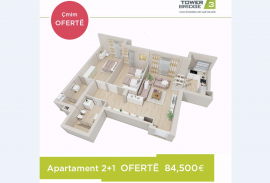 Shitet apartament 2+1 ne oferte 84,500 Euro, Shitje
